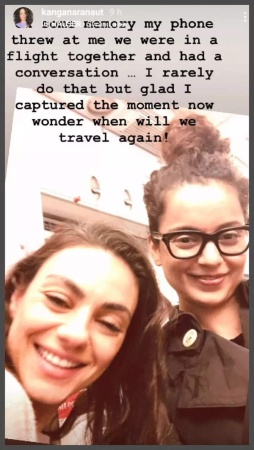 When Kangana Ranaut shared a flight and a conversation with Hollywood actress Mila Kunis: 'I rarely do that but glad I captured the moment...'